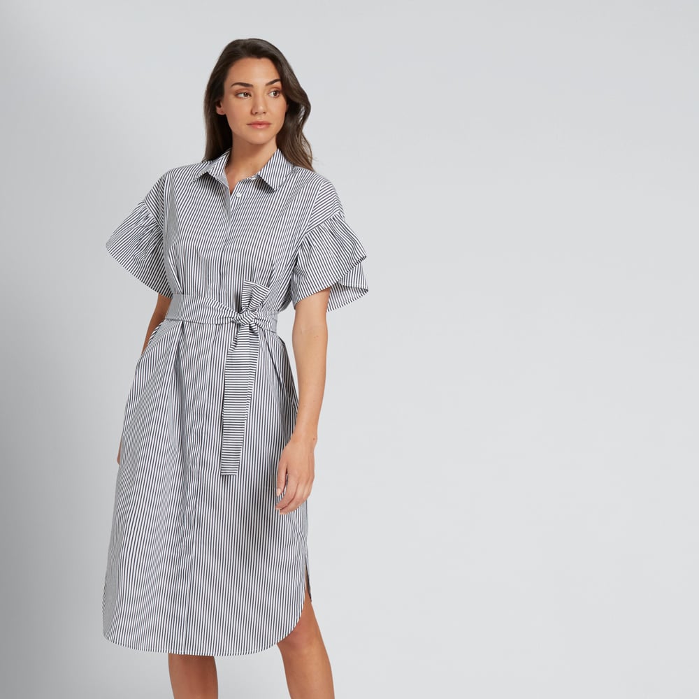 FRILL SLEEVE SHIRT DRESS