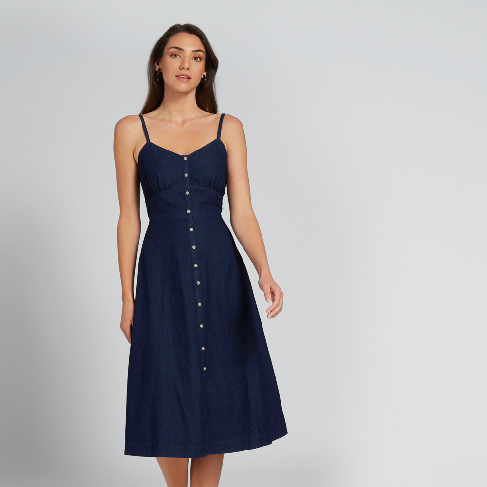 CHAMBRAY BUTTON-THROUGH DRESS